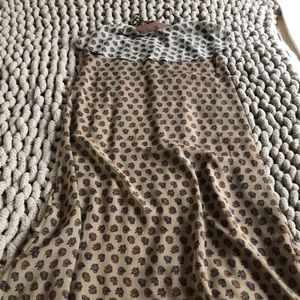 Brown/blue paisley print boho maxi dress